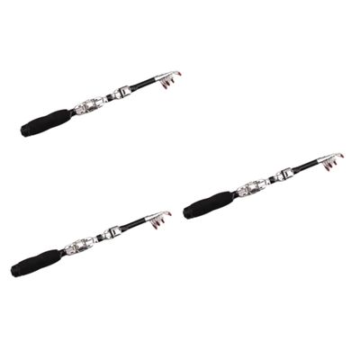 BESPORTBLE 3-Piece 1 m Kids' Mini Telescopic Fiberglass Fishing Rod Set, Black, Cork Handle