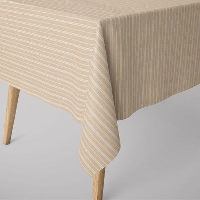 Linen-Look Basic Stripe Tablecloth, Natural, 80 x 80 cm