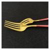 6-Piece Red Gold Stainless Steel Fruit and Dessert Fork Set, Silver view 2