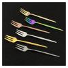 6-Piece Red Gold Stainless Steel Fruit and Dessert Fork Set, Silver view 3