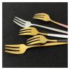 6-Piece Red Gold Stainless Steel Fruit and Dessert Fork Set, Silver view 4