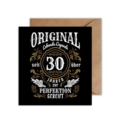 Old-School Birthday Card with Envelope – 30th Birthday, Happy Birthday (125 x 125 mm)