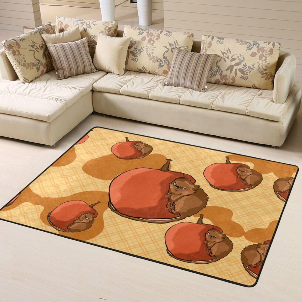 Non-Slip Doormat with Cute Hamster Print, 160 x 122 cm