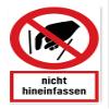 Sticker: 300 x 200 mm, 1 pc. – Do Not Reach In – Prohibition Sign with German Text, Red/White, Portrait, P015, DIN EN ISO 7010 / ASR A1.3 view 1