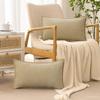 ANRODUO Chenille Pillow Covers with Stitched Edge, Beige, 12 x 20 in, 2-Pack view 2