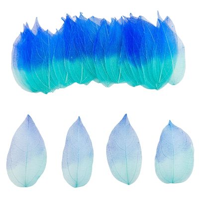 50 Blue Gradient Dried Leaves for Crafts and Decoration