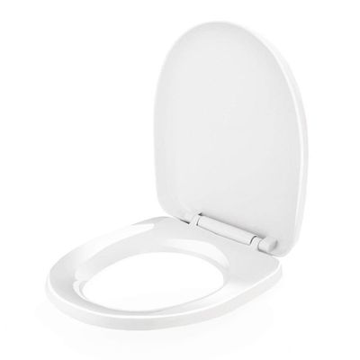 White Toilet Seat with Soft-Close Hinges, Quick Release and Top Mount