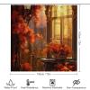 FOCCAR Shower Curtain Set with 12 Hooks, Sunset Architecture Landscape Design view 2