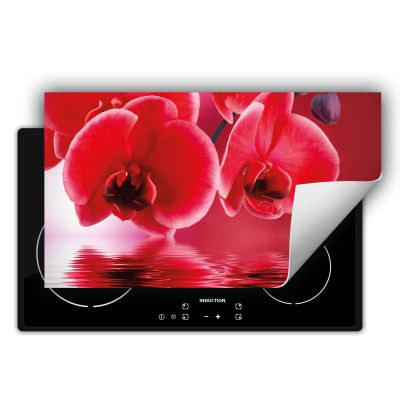 DarHaus One-Piece Stove Cover, Induction Cooktop Protector, Roll-Up Vinyl Mat, 90 x 52 cm, Red Orchid
