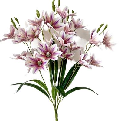 Simulated Magnolia Bouquet with 5 Forked Stems, 3D-Printed Artificial Flowers (Heart Purple)