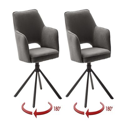 möbelando LUZON Armchair (Set of 2) in Anthracite – 61 x 85 x 61 cm (W x H x D)