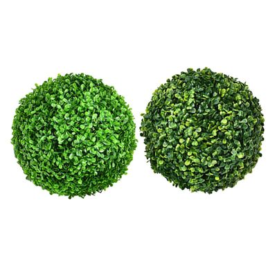 2 Green Artificial Grass Balls, Plastic Hanging Garden Decor
