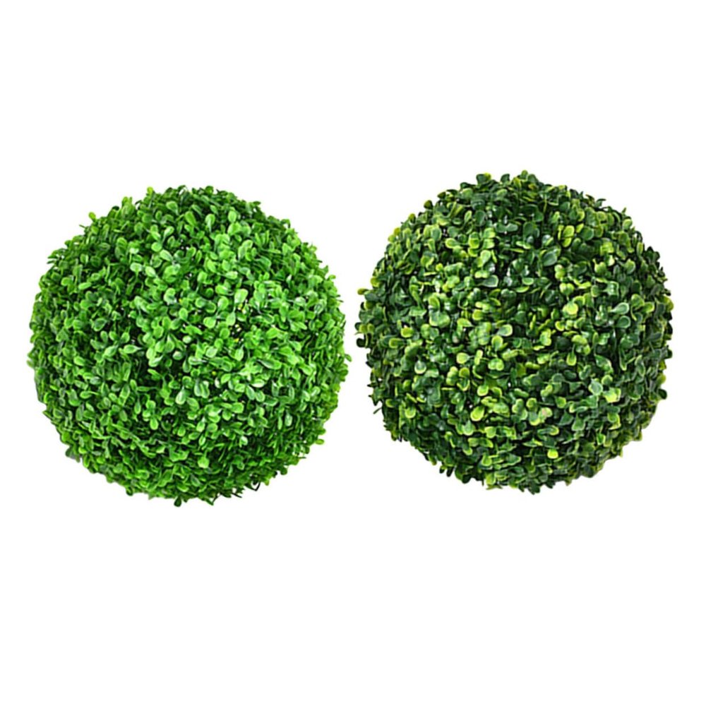 2 Green Artificial Grass Balls, Plastic Hanging Garden Decor