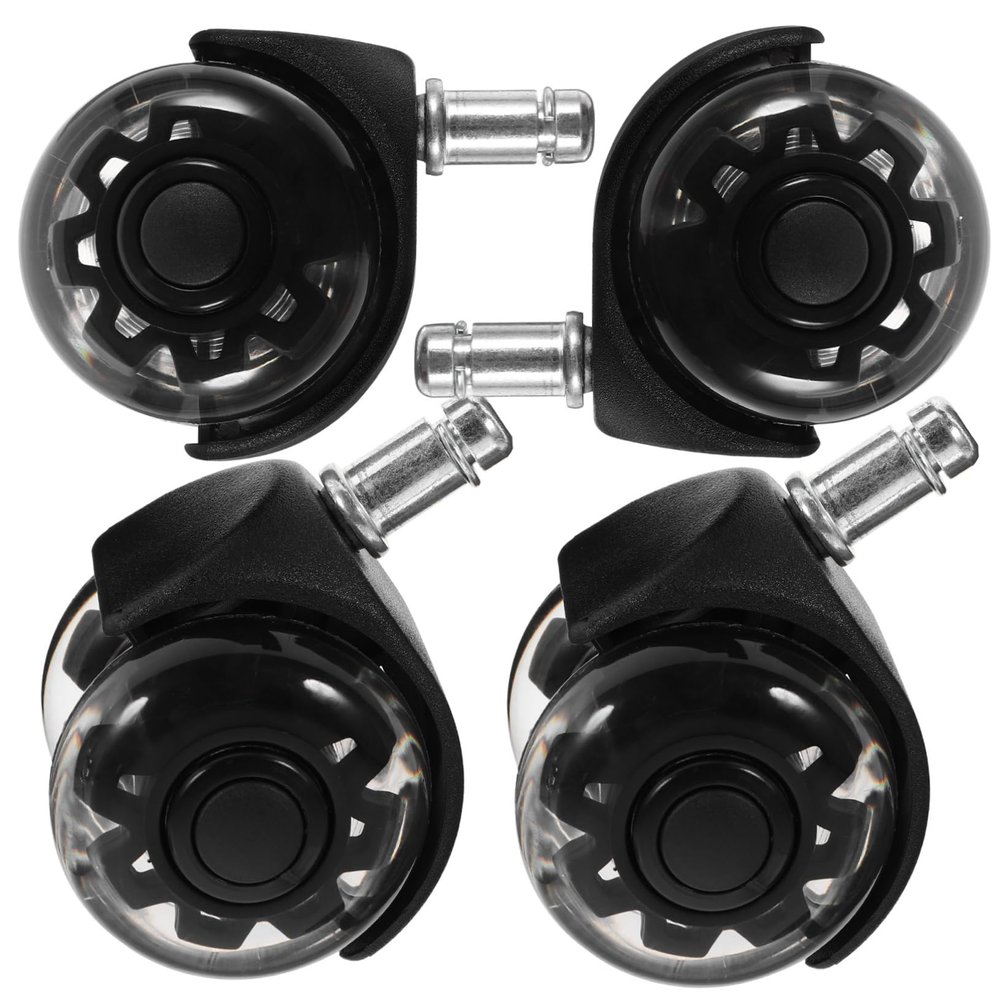 Office Chair Casters, 4-Piece, PU and Nylon, Quiet and Smooth-Rolling
