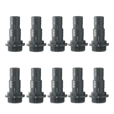 HAF 10-Pack PVC Pressure Hose Barb, 32/38 mm x 1 1/2 in. Male Thread, Gray PVC-U, PN16