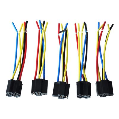5-Piece 5-Pin Cable Relay Socket Wiring Harness Connector, DC 12V for Cars