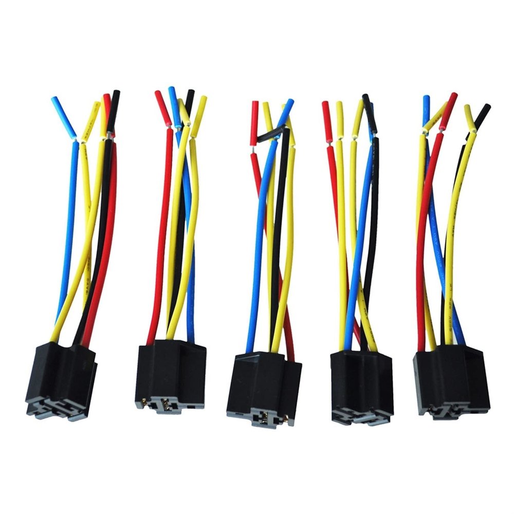 5-Piece 5-Pin Cable Relay Socket Wiring Harness Connector, DC 12V for Cars