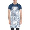 Unisex Bib Apron with 2 Pockets, Satin Finish, Blue and Black, One Size view 1