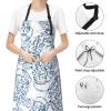 Unisex Bib Apron with 2 Pockets, Satin Finish, Blue and Black, One Size view 3