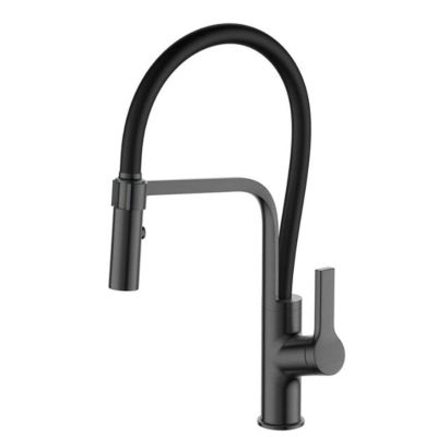 Kitchen Faucet with Pull-Out Sprayer, Sink Mixer Tap, Brass, Hot and Cold Water, Multifunctional Single-Hole Pull-Out Kitchen Faucet—Gray (Color: Brushed Gold)