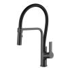 Kitchen Faucet with Pull-Out Sprayer, Sink Mixer Tap, Brass, Hot and Cold Water, Multifunctional Single-Hole Pull-Out Kitchen Faucet—Gray (Color: Brushed Gold) view 1