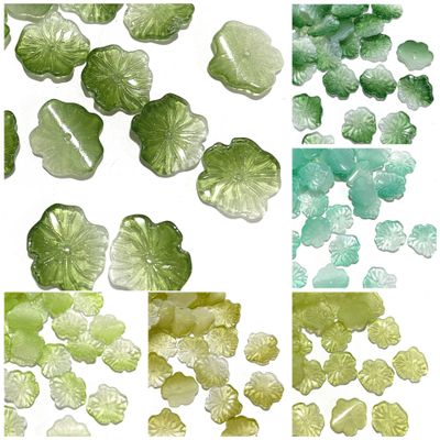 50 Lotus Leaf Glass Beads, 20 x 22 mm, Mixed Colors