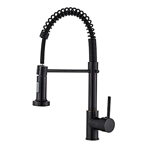 Spring Kitchen Faucet, Dual-Mode Hot and Cold Water Sink Faucet, Black