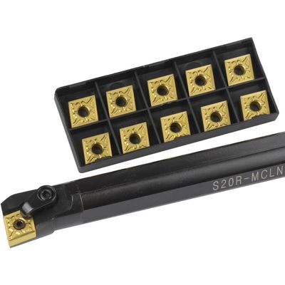 JALYKA 1pc Internal Turning Tool Holder, S16Q-MCLNR12/S20R-MCLNR12/S25S-MCLNR12, 10 CNMG Inserts, MCLNR/L CNC Lathe Tools