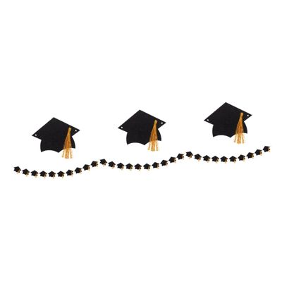 Amosfun 3-Piece Graduation Cap Garland with Black Tassel Banner