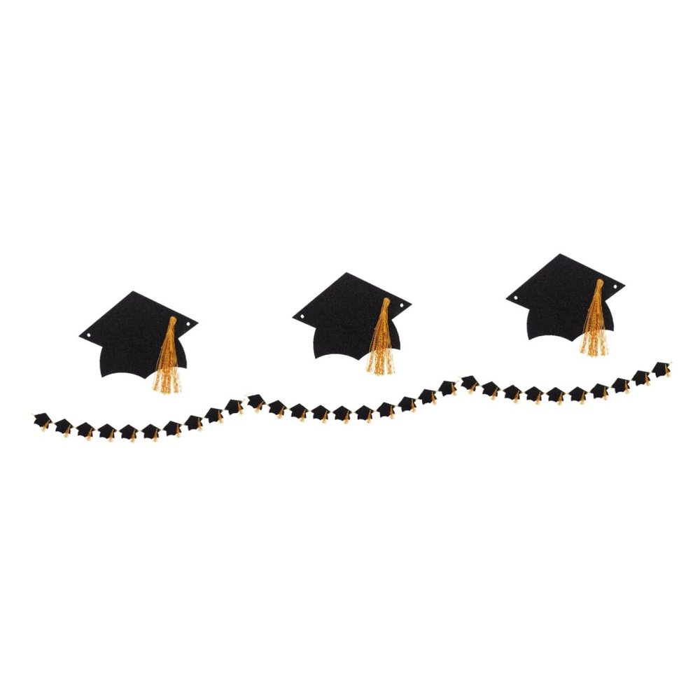 Amosfun 3-Piece Graduation Cap Garland with Black Tassel Banner