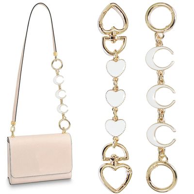 Chewarelly Purse Chain Extenders, White Moon and Heart, 2-Pack