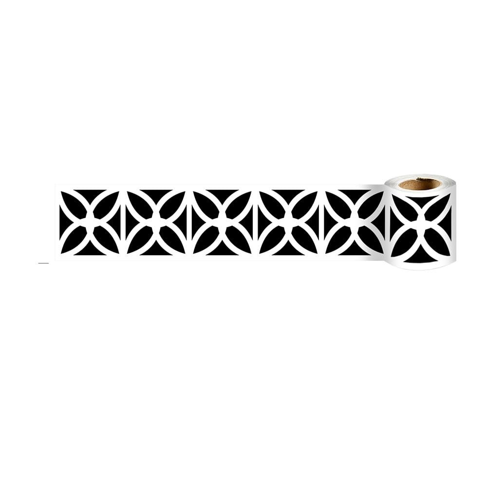 Dostear Self-Adhesive Wall Border, Black Fan-Shaped, 10 cm x 240 cm