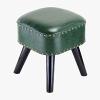 CrEev Upholstered Footstool, Ottoman, PU Leather, Single Seat, Sofa Stool, Makeup Stool, Shoe-Changing Bench (Dark Green B) view 1