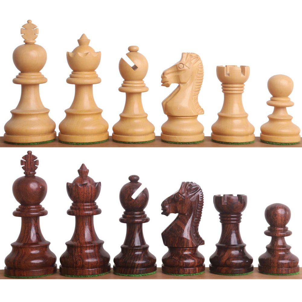 RoyalChessMall 8.4 cm Taj Mahal Staunton Chess Set - Chess Pieces Only - Rosewood & Boxwood