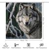 4-Piece Vintage Wolf Shower Curtain Set, Natural Gray view 2