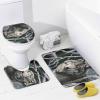 4-Piece Vintage Wolf Shower Curtain Set, Natural Gray view 4