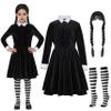 Spooktacular Creations Girls' Black Velvet Schoolgirl Skater Dress Costume view 1