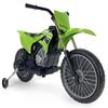 12V Kawasaki Electric Motorcycle for Kids Ages 3–6, Officially Licensed, Foot Pedal, Automatic Brake, Training Wheels, Motocross Design | INJUSA view 1