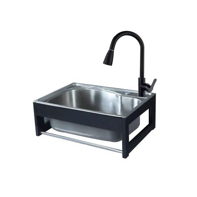 AYHARYLH Wall-Mounted Stainless Steel Commercial Sink with Drainboard