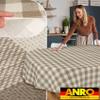 Washable Oval Tablecloth 240 x 140 cm, Hemmed, Beige Plaid view 2