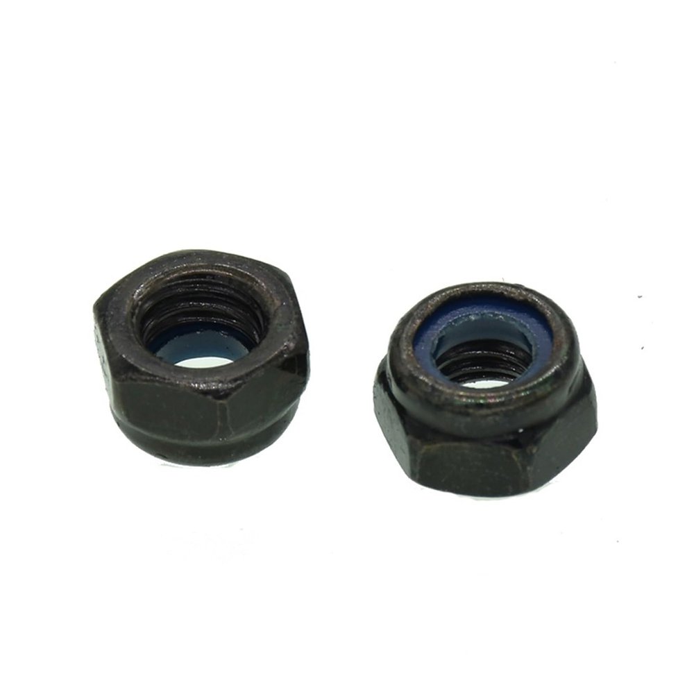 BMPAALN DIN 985 Black Carbon Steel Hex Lock Nut, Nylon Self-Locking Slip Nut (M3, 50 pcs)