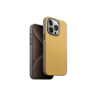 UNIQ Hybrid iPhone 15 Pro Max MAGCLICK LYDS Case, Canary Birds (Canary Yellow/Fire Gray)