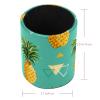 Pineapple and Plam Round PU Leather Desk Organizer, Large Capacity Pen Holder Cup view 3