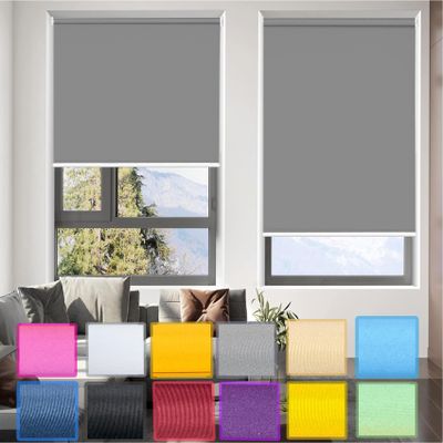 Blackout Roller Blind with Clip-On Brackets, No Drilling, 115 x 80 cm, Dark Gray