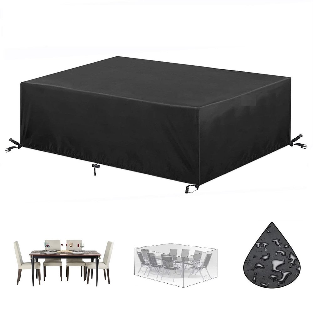 HOLEILUCK Garden Furniture Cover 160 x 100 x 65 cm, Black/Silver