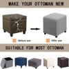 Ottoman Slipcover for Square or Rectangular Footstools, 40x40/50x50/60x60 cm, Stretch Cover, Washable (#5, 40x40 cm) view 4