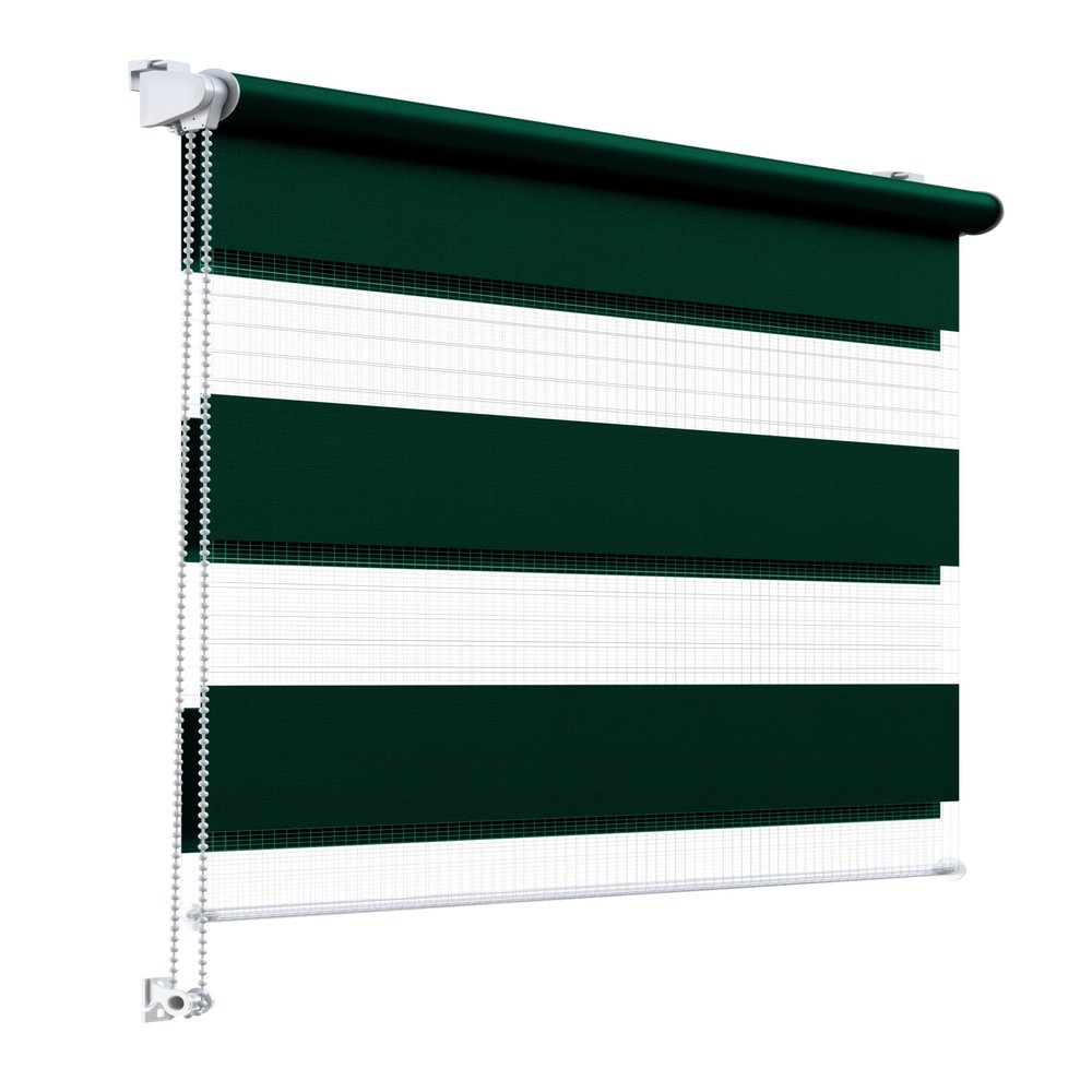 Stylo Day & Night Roller Blind, No Drilling, 52 x 220 cm, Bottle Green