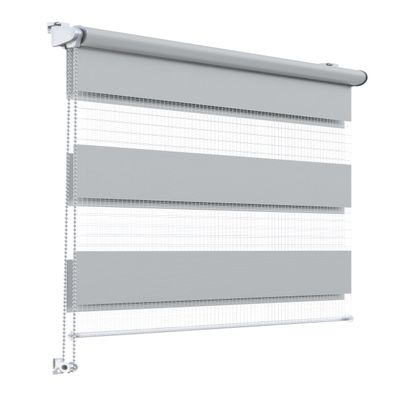 Stylo Day-Night Roller Blind, No Drilling, Universal Mechanism, Semi-Transparent/Blackout, 99 x 220 cm, Light Gray