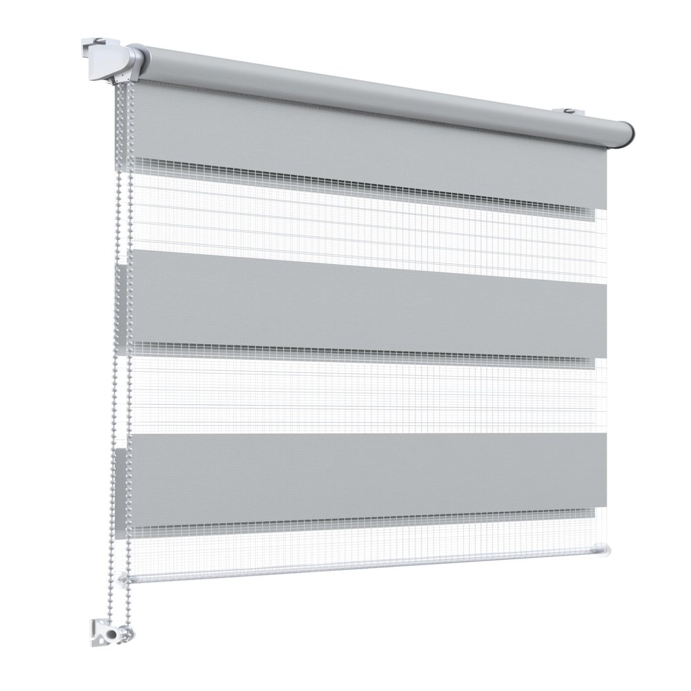 Stylo Day-Night Roller Blind, No Drilling, Universal Mechanism, Semi-Transparent/Blackout, 99 x 220 cm, Light Gray