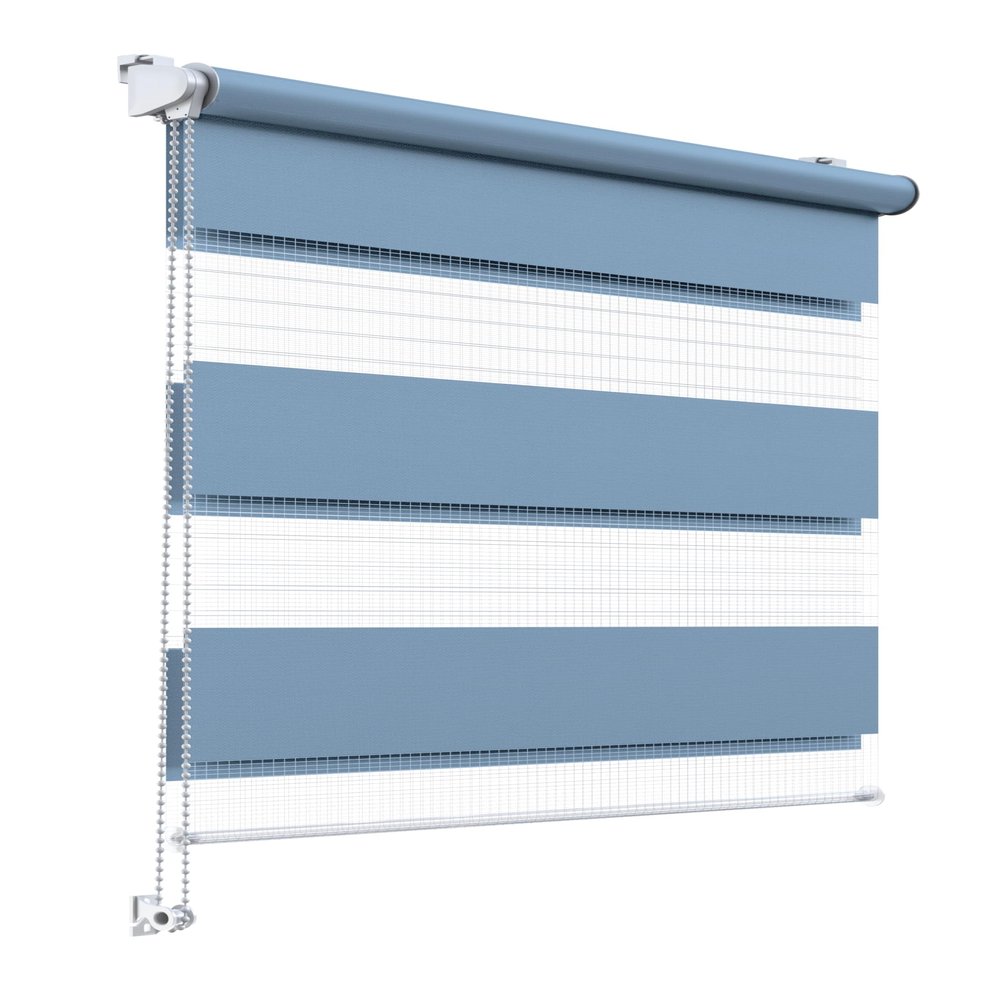 Stylo Day and Night Roller Blind, No Drilling, Light Blue, 92 x 150 cm